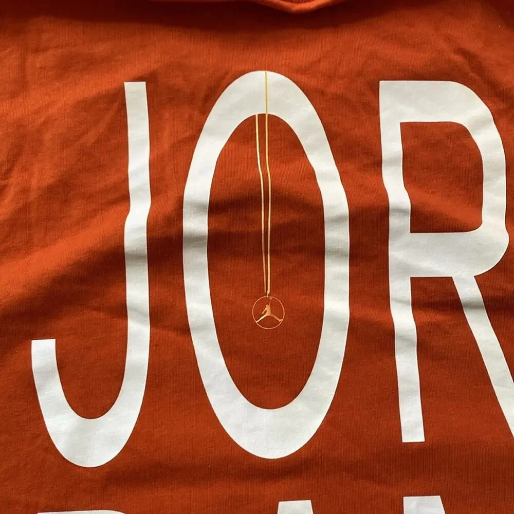 JORDAN T-Shirt Mens Sz Large Orange Artist Series Darien Birks Barber Shop